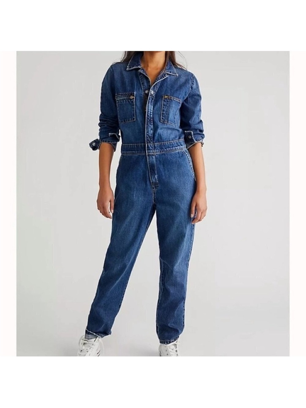 Lee Women's Dark Blue Denim Union-Alls S cotton zipper pockets Jumpsuit